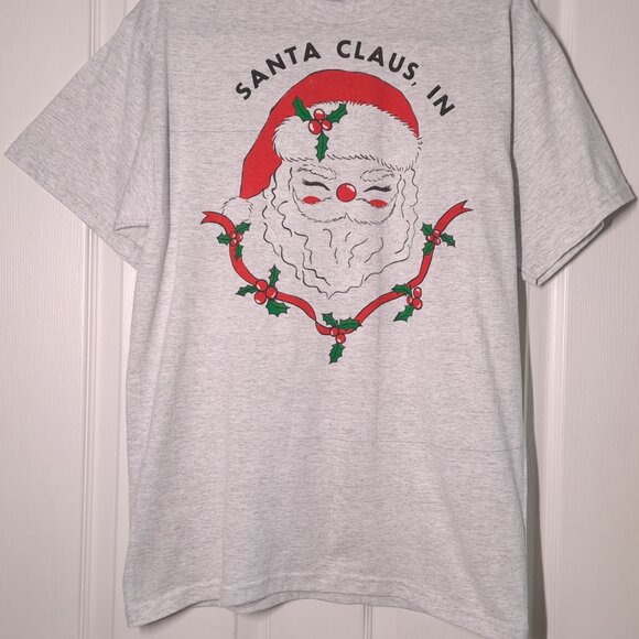 Santa Claus, Indiana USED Shirt (L, Gray, Y2K, Christmas, Holidays) - Picture 6 of 7